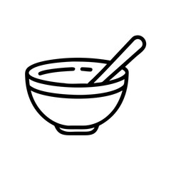 Singing bowl with stick in minimalistic line art style  