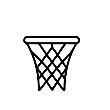 Netball hoop illustration in minimalist line art style on transparent background  