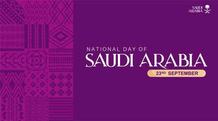 Elegant 95 years Saudi National Day 2025 background with traditional Arabian patterns and bold typography. Perfect for celebration posters, banners, events background, promos, and digital greetings.