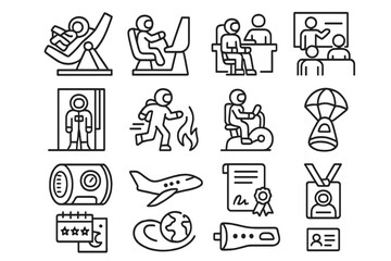 Astronaut icons: space mission activities and achievements
