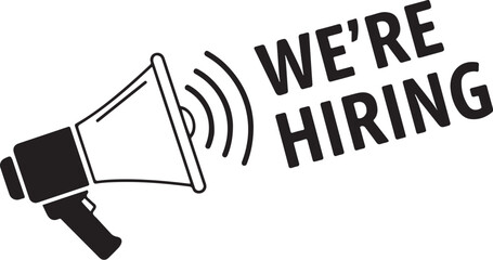 Vector art of were hiring announcement with a megaphone