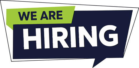 Fototapeta premium Vector art of we are hiring text in a modern speech bubble