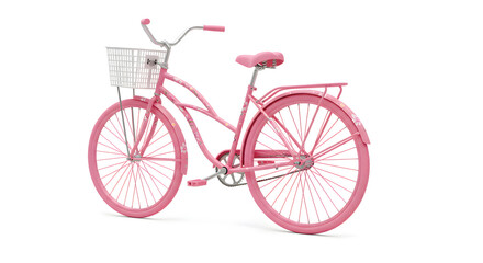 Pink bicycle on white background
