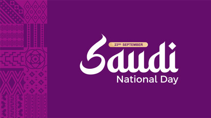 95th anniversary Saudi Arabia National Day 2025 design with abstract Islamic patterns, modern layout and bold typography. Saudi arabia traditional tribal motifs background. Vector Illustration