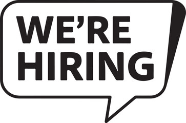 Vector art of were hiring text in a speech bubble