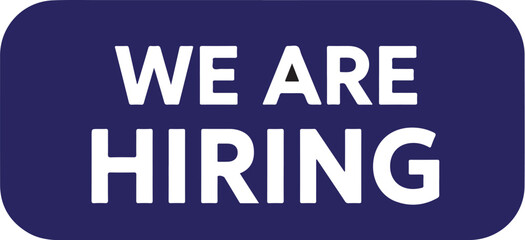 Vector art of we are hiring sign in a blue rounded rectangle