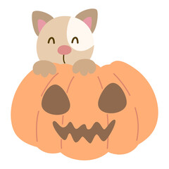 Happy halloween party invitation card with spooky pumpkin, cute . A set of scary items for celebrating Halloween. Halloween clipart with ghost, pumpkin