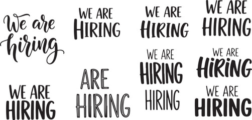 Fototapeta premium Vector art of collection of diverse we are hiring typography designs