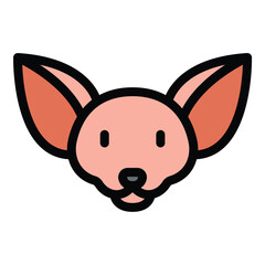 Chihuahua icon flat line style illustration representing the Chihuahua dog breed, suitable for pet care services, animal-related content, and dog breeding promotions
