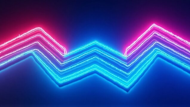 Abstract Neon Zigzag Pattern Pink Blue Light image