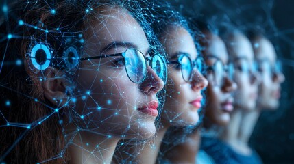 Advanced Face Recognition System Scanning Multiple Individuals in a Futuristic Data Environment