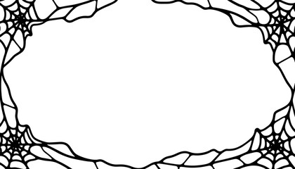 Halloween frame with cobweb corners – Black and white coloring design, kid-friendly