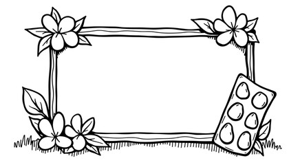 Abstract medical frame with pill blister pack – Kids coloring activity, playful design