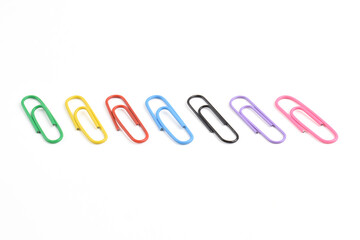 Set with colorful paper clips isolated on white background