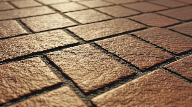 Close Up of Brick Pavement Forming a Repeating Pattern with Geometric Texture on a Sunny Day for Adobe Stock Photo