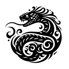 Black Tribal Dragon Tattoo Design.