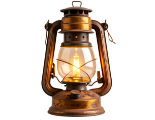 Vintage Lantern with Soft Yellow Glow, Front PNG 