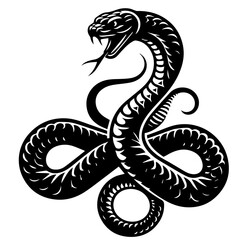 Tribal Black Cobra Snake Illustration.