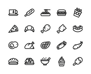 Western Food Black Outline Icon for Website and Restaurant Background