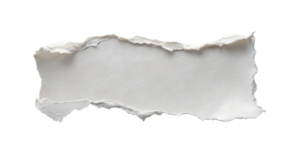 A torn piece of textured paper with rough edges, isolated on a clean transparent background, offering ample copy space