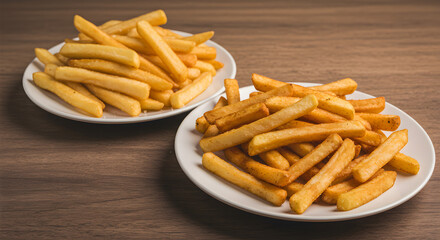 french fries delicious snacks, classic salted french fries and masala french fries