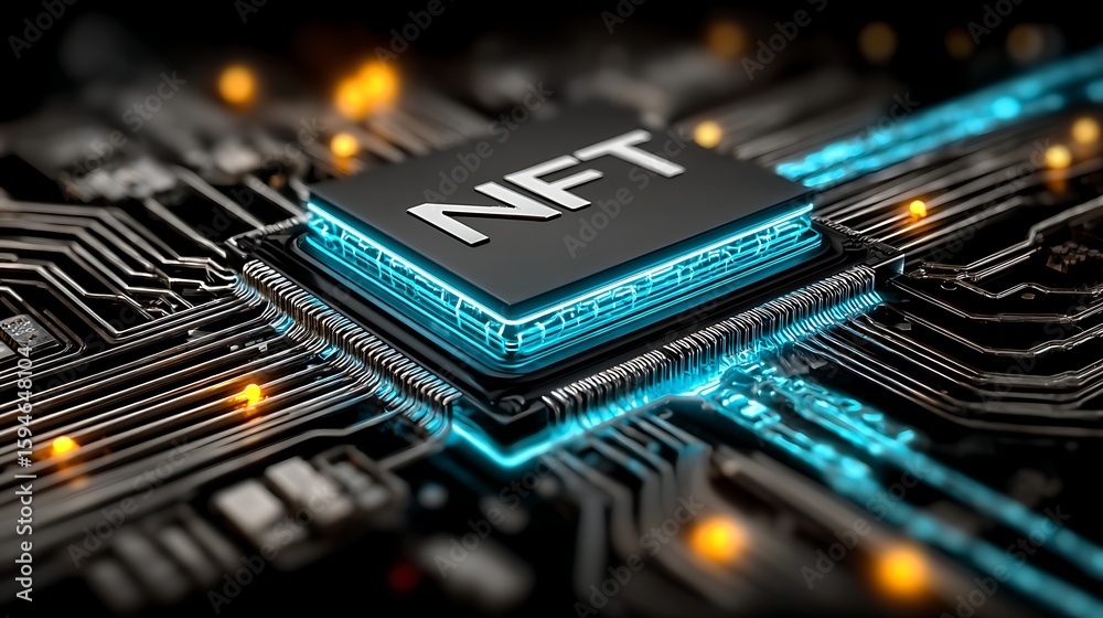 Fototapete close-up of a computer chip with the letters 
