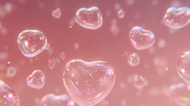 Floating Heart Bubbles Pink Background Animation