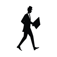 Man Holding Document Folder While Standing Firm Line Art Vector illustration
