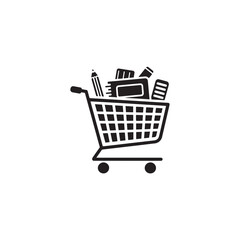 Shopping Cart Full of School Supplies