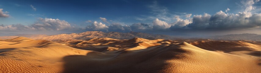 Naklejka premium Panoramic 360 degrees hdr desert landscape dunes and clouds stunning hdhdr viewpoint