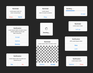 Set of mobile reminder notification interface minimalist design