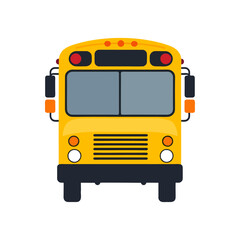 A classic yellow school bus is an iconic children's transportation vehicle, often shown as a toy or cartoon illustration isolated on a white background