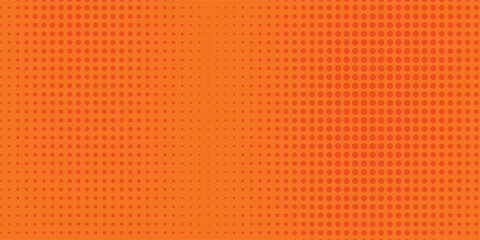 Fototapeta premium Dots halftone orange color pattern gradient texture with technology digital background. Dots pop art comics modern orange background