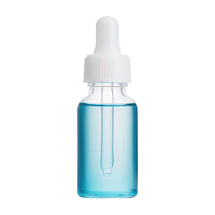 Dropper Bottle with Blue Liquid, Isolated on White