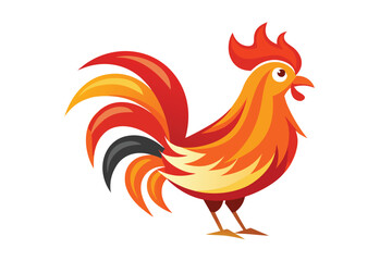 Stylized Rooster Illustration with Vibrant Colors and Modern Design Elements