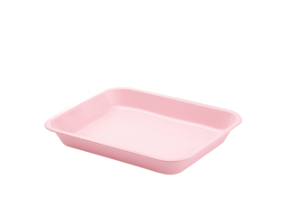 Empty Pink Serving Tray on White Background