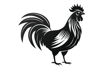Fototapeta premium Elegant Black and White Rooster Illustration Farm Animal Symbol Vector Design