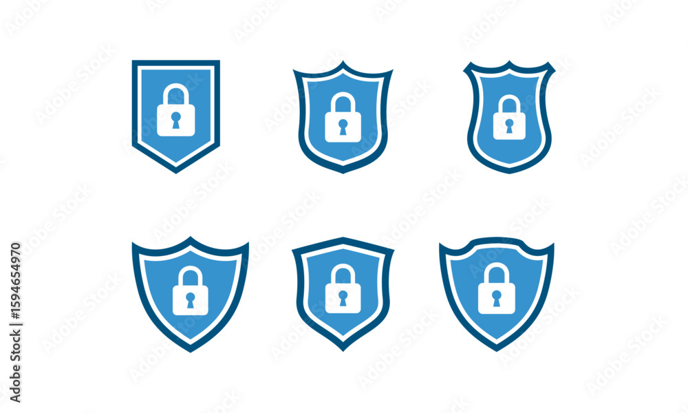 Fototapete Secure internet icon. Protective shield sign digital security with the image of a padlock. Symbol security protection web. Vector illustration.
