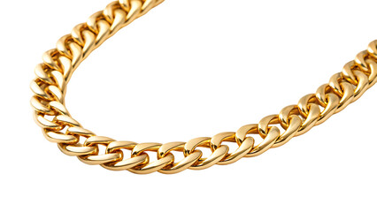 Obraz premium Shiny Gold Chain Jewelry Isolated on White Background Highlighting Luxury and Elegant Fashion Accessory