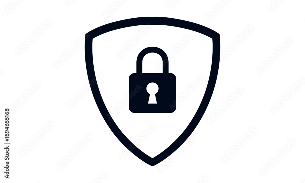 Fototapete secure internet icon. protective shield sign digital security with the image of a padlock. symbol se