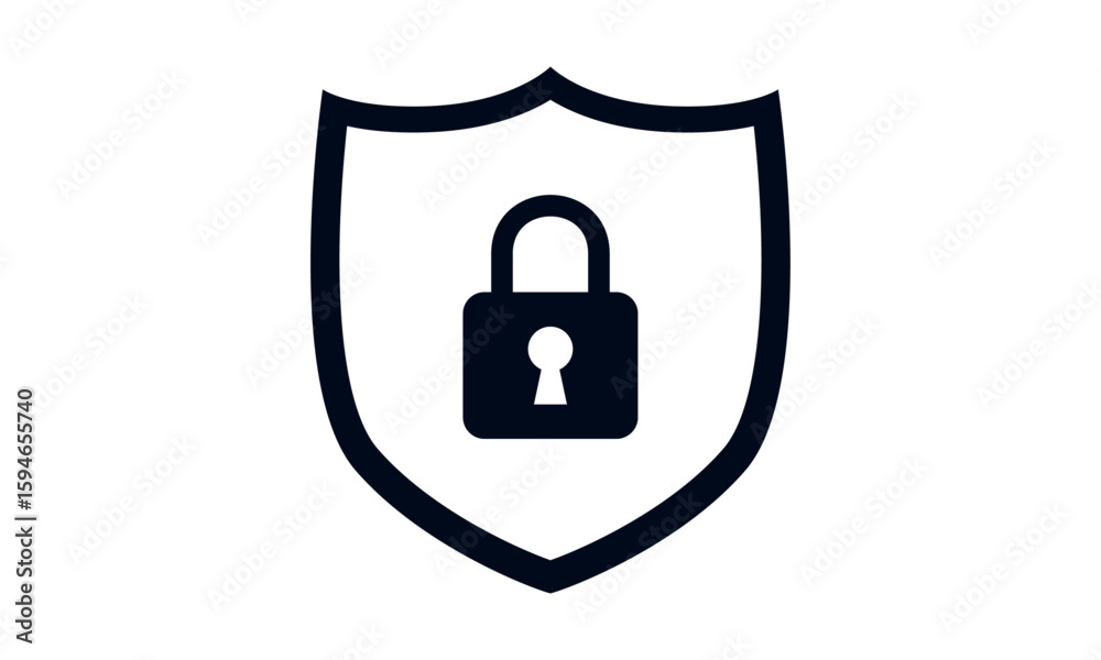 Fototapete secure internet icon. protective shield sign digital security with the image of a padlock. symbol se