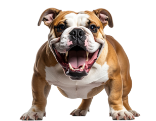 Angry Bulldog Growling with Open Mouth, Transparent PNG