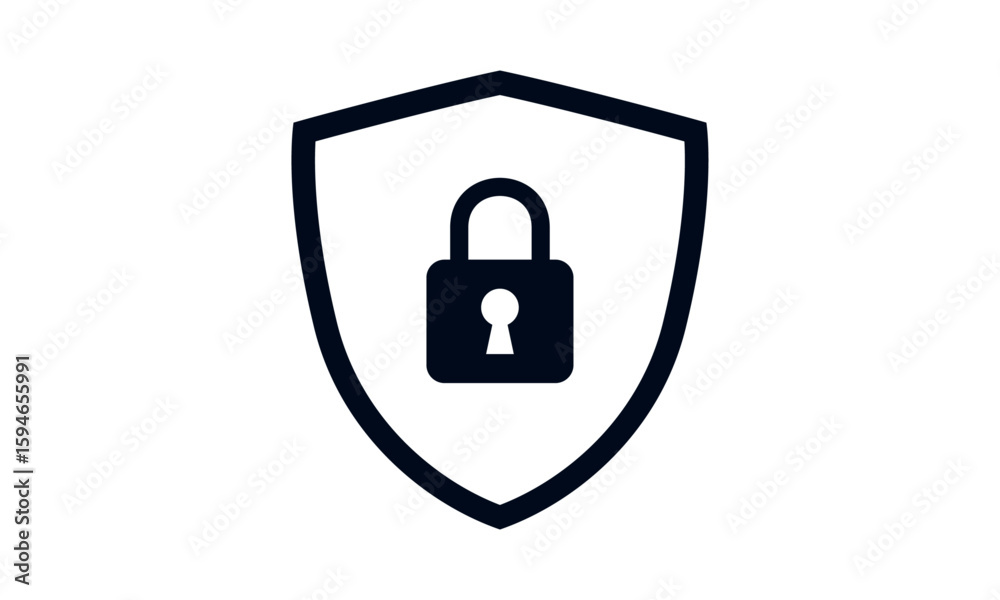 Fototapete secure internet icon. protective shield sign digital security with the image of a padlock. symbol se