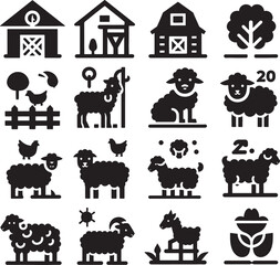 Obraz premium farm animals set sheep