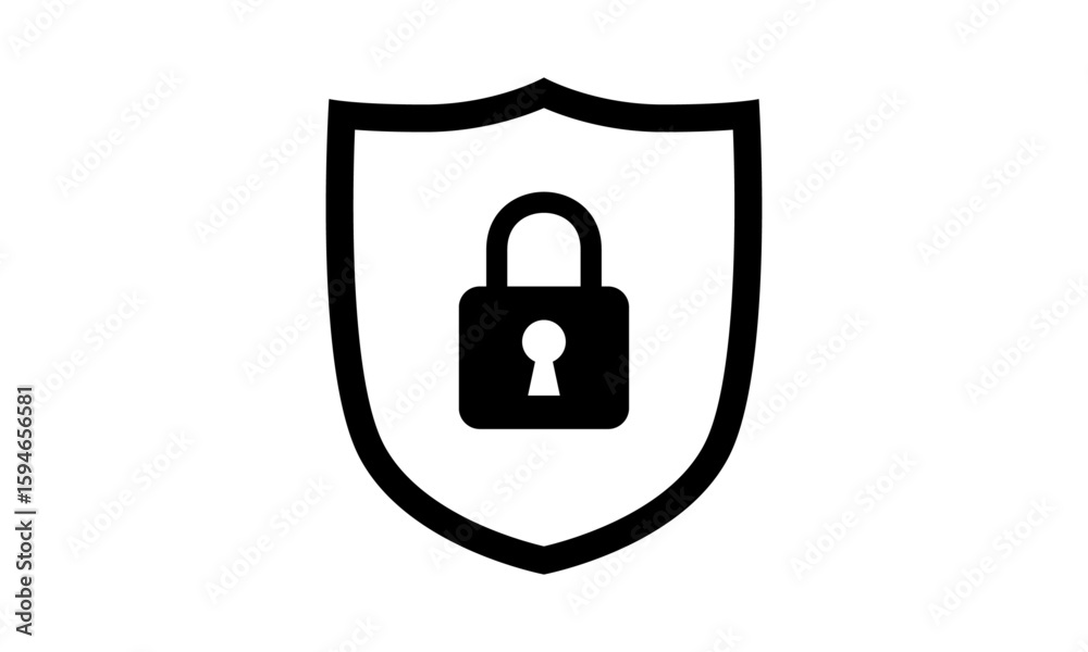 Fototapete secure internet icon. protective shield sign digital security with the image of a padlock. symbol se