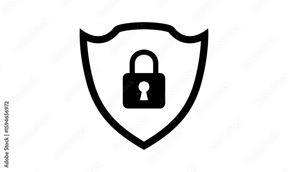 Fototapete secure internet icon. protective shield sign digital security with the image of a padlock. symbol se