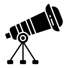 A space research tool icon, solid design of telescope