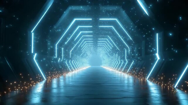 Futuristic Glowing Tunnel A Mesmerizing Journey Through Light and Geometry