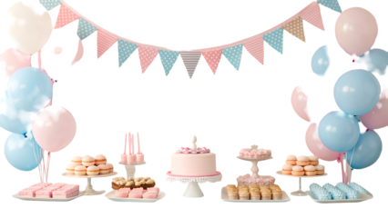 pink and blue baby shower celebration with delicious desserts and festive decor 50651569 1