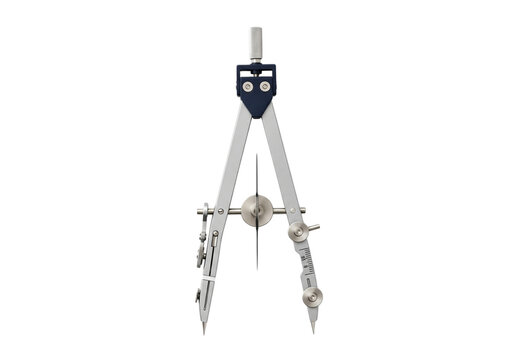 Silver compass drawing tool png on transparent background